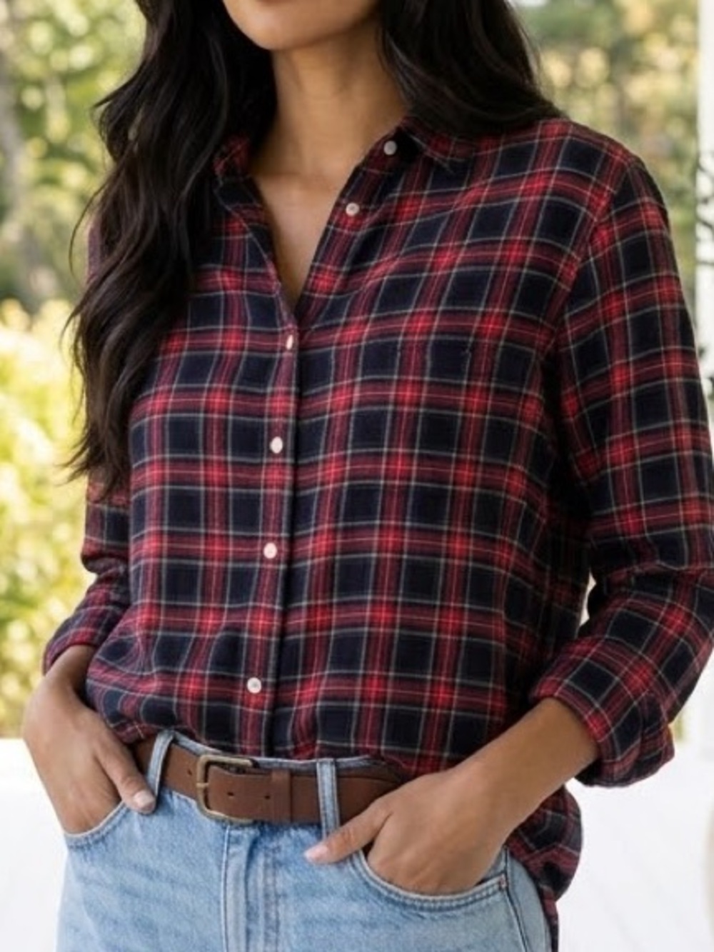 Grayson Frank & Eileen The Hero Tartan Plaid Long Sleeve Flannel Shirt Small